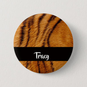 Badge Rond 5 Cm Nom personnalisé peau de tigre