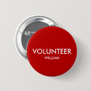 Badge Rond 5 Cm Nom personnalisé Red Volunteer