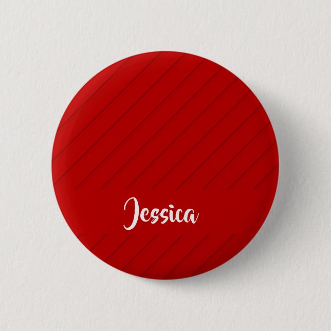 Badge Rond 5 Cm Nom personnalisé rouge diagonale plastique texturé (Devant)