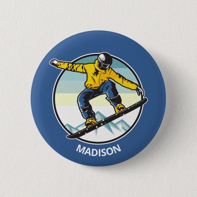 Badge Rond 5 Cm Nom personnalisé SNOWBOARDER (Devant)