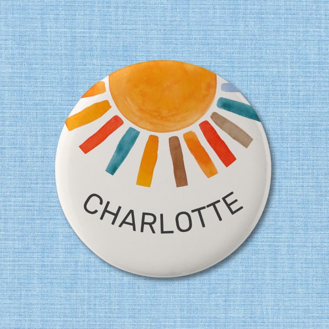 Badge Rond 5 Cm Nom personnalisé Soleil  (Créateur téléchargé)