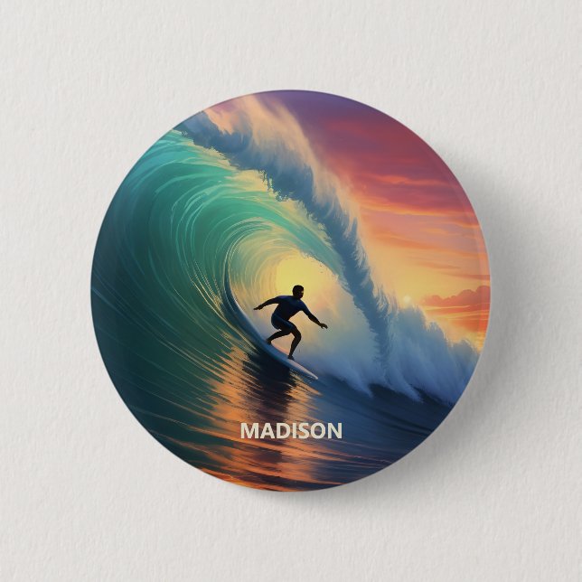 Badge Rond 5 Cm Nom personnalisé Surf (Devant)