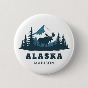 Badge Rond 5 Cm Nom personnalisé & Texte ALASKA