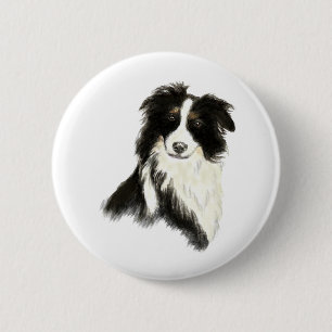 Badge Rond 5 Cm Nom personnalisé texte Bordure Collie chien animal