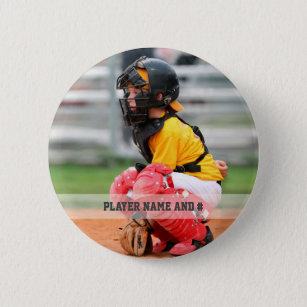Badge Rond 5 Cm Nom photo du joueur de baseball Numéro personnalis