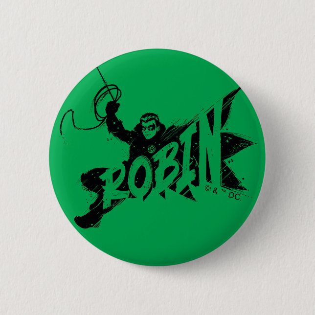 Badge Rond 5 Cm Nom Pinceau Encre Robin (Devant)