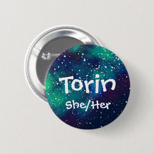 Badge Rond 5 Cm Nom ___ + Pronounounours Galaxie personnalisable