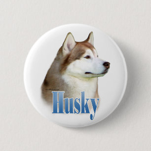 Badge Rond 5 Cm Nom rouge de chien de traîneau sibérien - bouton