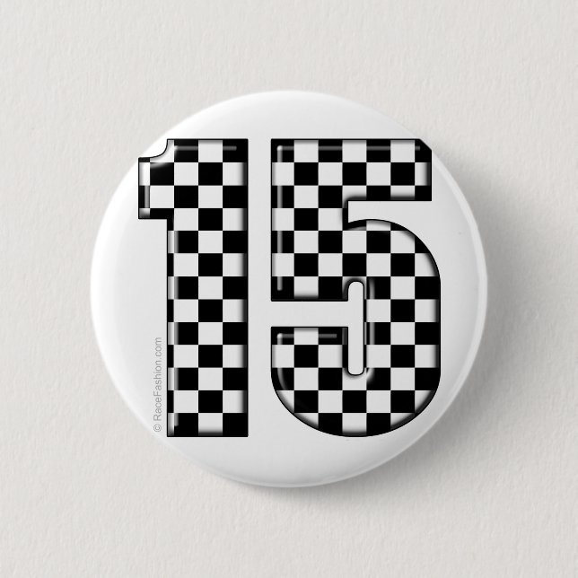 Badge Rond 5 Cm nombre checkered de l'emballage 15 automatique (Devant)
