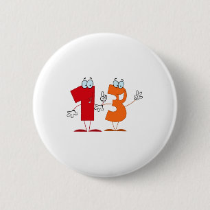 Badge Rond 5 Cm Nombre heureux 13