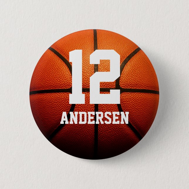Badge Rond 5 Cm Nombres faits sur commande de basket-ball (Devant)