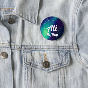 Badge Rond 5 Cm _nommé + Galaxie personnalisable de pronoms