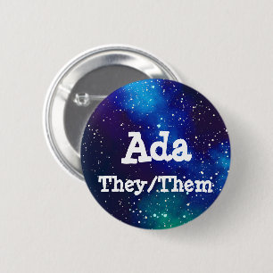 Badge Rond 5 Cm _nommé + Galaxie personnalisable de pronoms