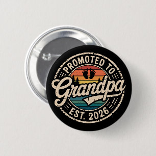 Badge Rond 5 Cm Nommé Grand-père Estimé 2026 Grossesse Rétro