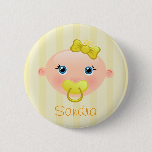Badge Rond 5 Cm "Nommez ça !" Bébé visage jaune - Bouton (Devant)
