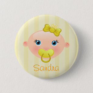 Badge Rond 5 Cm "Nommez ça !" Bébé visage jaune - Bouton