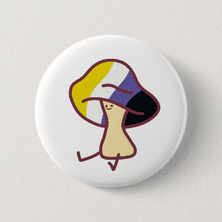 Badge Rond 5 Cm Non-Binary Pride Mushroom Pin 