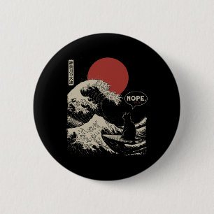 Badge Rond 5 Cm Non. La Grande Vague Kanagawa Drôle Surfi Japonais