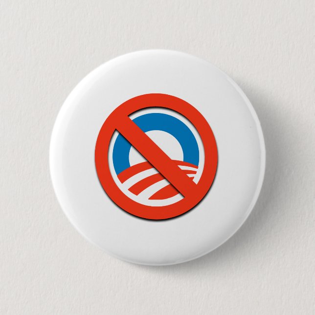 Badge Rond 5 Cm NON "O"/aucun Obama (Devant)