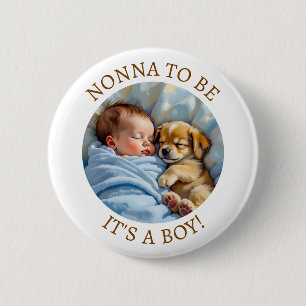 Badge Rond 5 Cm Nonna doit être Le Baby shower du garçon