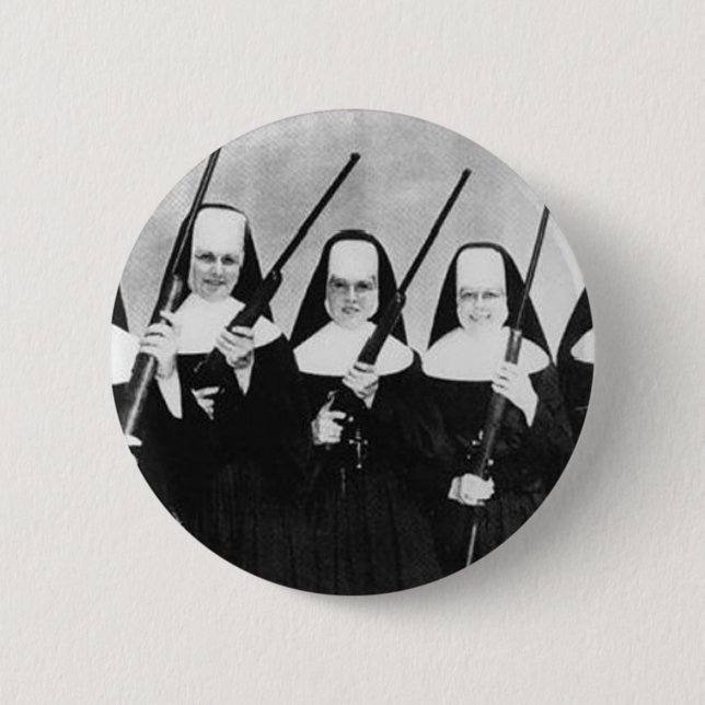 Badge Rond 5 Cm Nonnes avec des armes à feu (Devant)