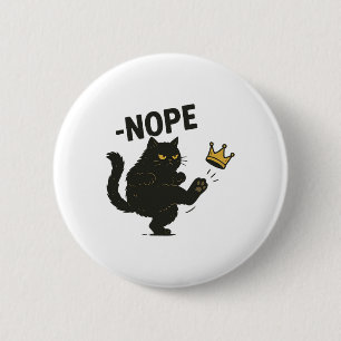 Badge Rond 5 Cm Nope No Kings En Amérique Black Cat Pro Democracy 