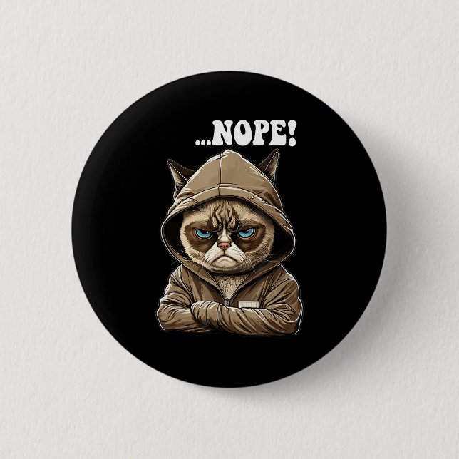 Badge Rond 5 Cm Nope! Nope - Employee Work Colleagues Teenager Cat (Devant)