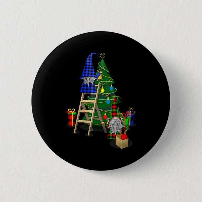 Badge Rond 5 Cm Nordic Gnomes Winter Christmas Swediomte Elves  (Devant)