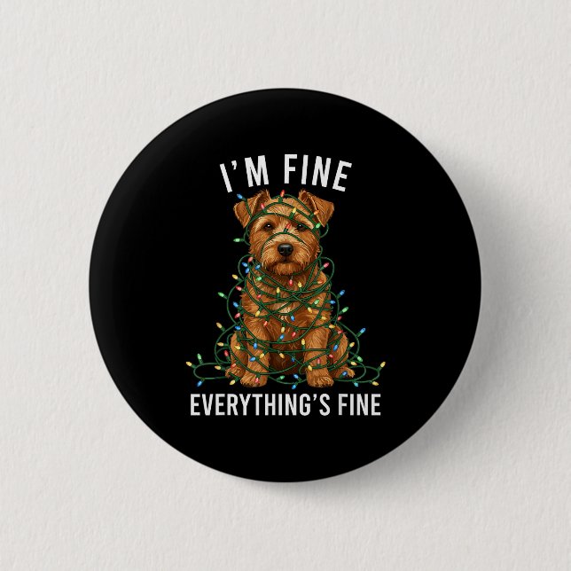 Badge Rond 5 Cm Norfolk Terrier Christmas I'm Fine Everything Is F (Devant)