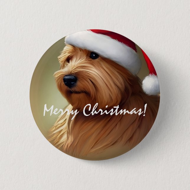 Badge Rond 5 Cm Norfolk Terrier Noël (Devant)