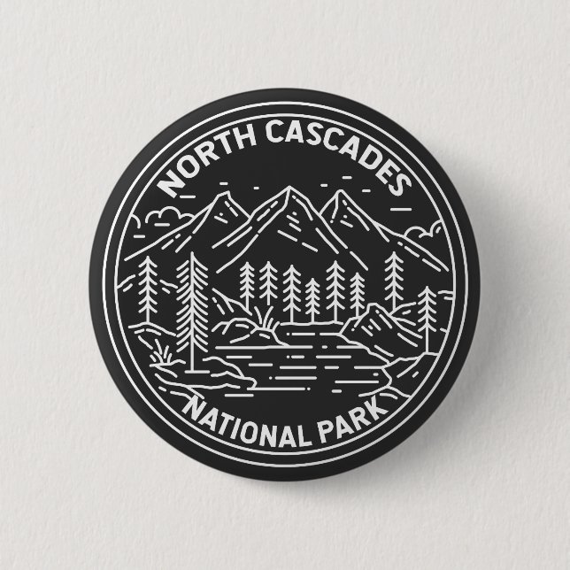 Badge Rond 5 Cm North Cascades National Park Washington Monoline  (Devant)