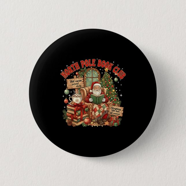 Badge Rond 5 Cm North Le Book Club Cozy Christmas Reading Gift  (Devant)