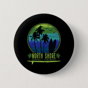 Badge Rond 5 Cm North Shore Oahu - Hawaii Souvenir Style Surf