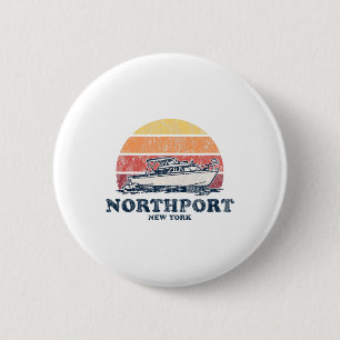 Badge Rond 5 Cm Northport Ny Bateau Vintage les années 70 Rétro Co