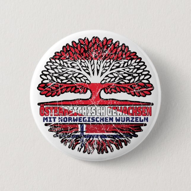 Badge Rond 5 Cm norvège Autriche Arbre (Devant)