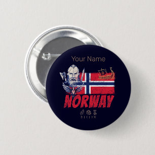 Badge Rond 5 Cm Norvège Vive Drapeau Vintage Et Souvenir De Navire