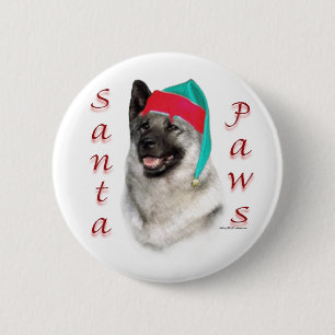 Badge Rond 5 Cm Norvégien Elkhound Père Noël Paws