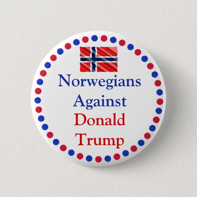 Badge Rond 5 Cm Norvégiens contre Donald Trump Button (Devant)