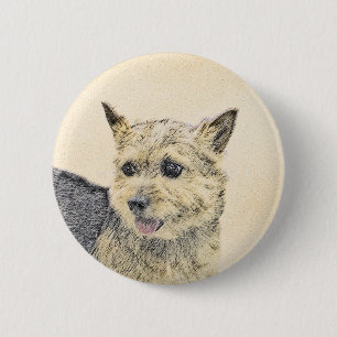 Badge Rond 5 Cm Norwich Terrier Peinture - Cute Original Chien Art