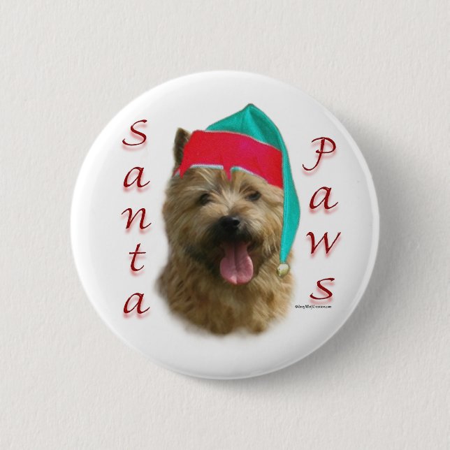 Badge Rond 5 Cm Norwich Terrier Père Noël Paws (Devant)