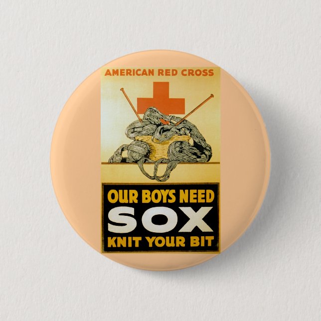 Badge Rond 5 Cm Nos Garçons Ont Besoin De Sox ~ Knit Your Bit (Devant)