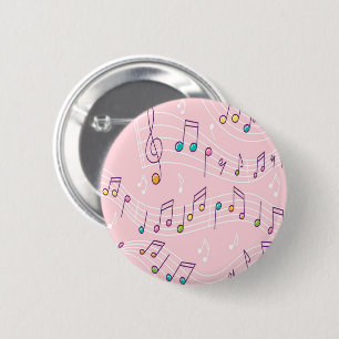 Badge Rond 5 Cm note de musique rose coloré musicien motif