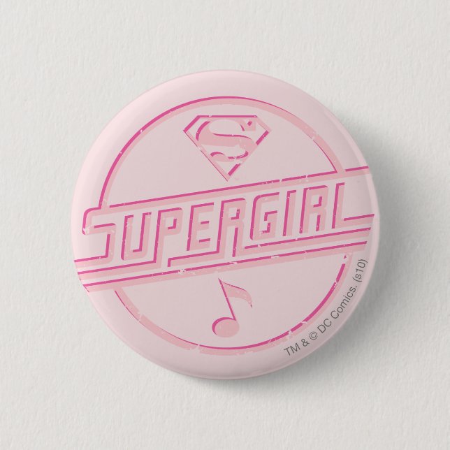 Badge Rond 5 Cm Note de musique rose Supergirl (Devant)