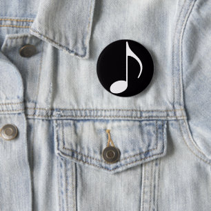 Badge Rond 5 Cm Note musicale ~ Noir