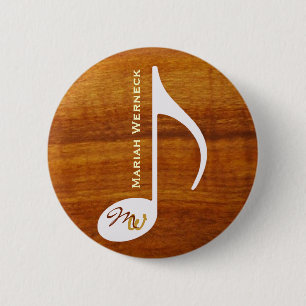 Badge Rond 5 Cm note musicale personnalisée sur bois