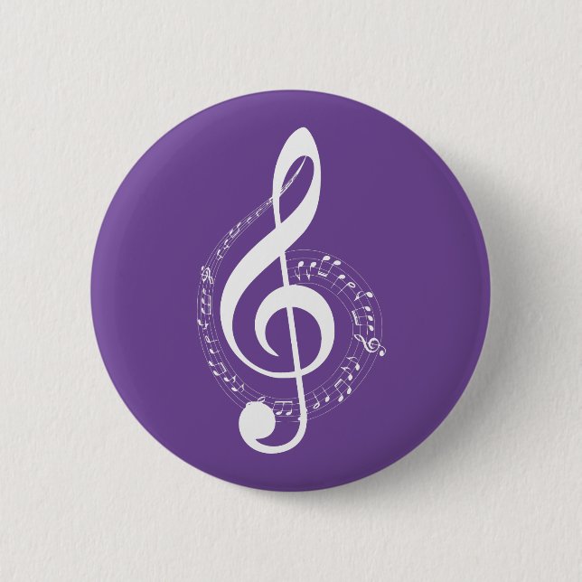 Badge Rond 5 Cm Notenschlüssel weiß (Devant)