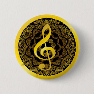 Badge Rond 5 Cm Notes de clef de symbole de musique dans l'art de