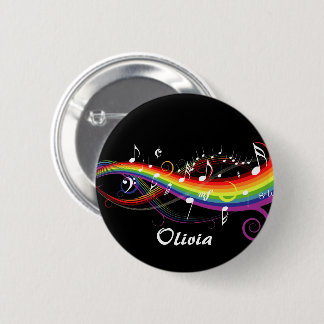 Badge Rond 5 Cm Notes de musique blanc arc-en-ciel personnalisées
