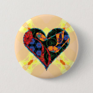 Badge Rond 5 Cm Notes de musique Coeur à motifs