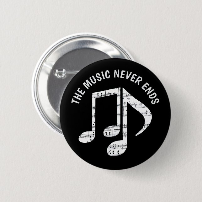 Badge Rond 5 Cm Notes de musique noire (Devant & derrière)